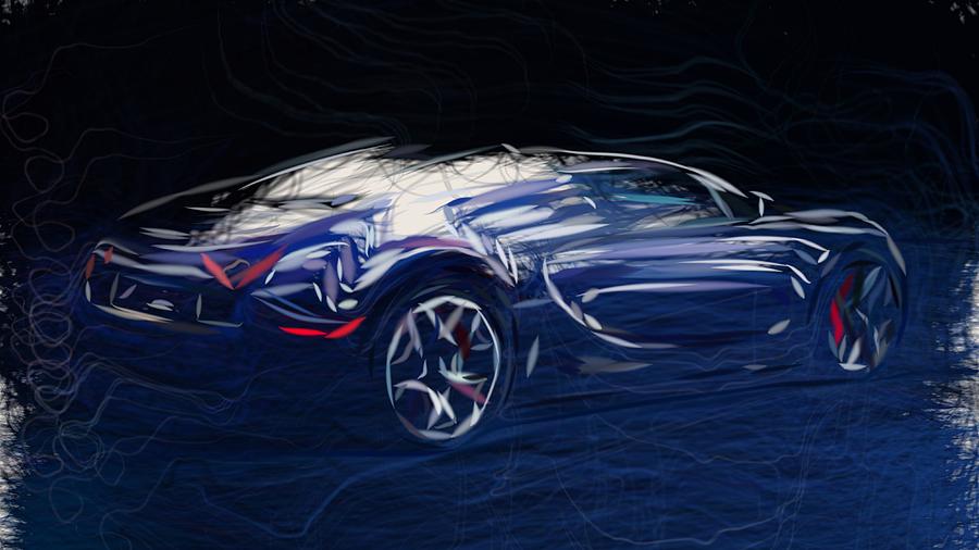 Bugatti Veyron Grand Sport L Or Blanc Draw #2 Digital Art by CarsToon Concept