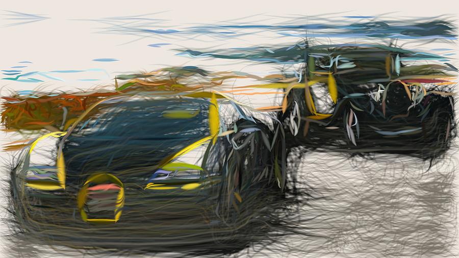 Bugatti Veyron Grand Sport Vitesse Drawing #3 Digital Art by CarsToon Concept