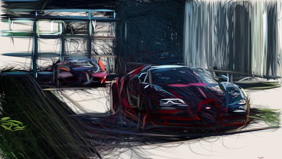 Bugatti Veyron Grand Sport Vitesse La Finale Drawing #3 Digital Art by CarsToon Concept