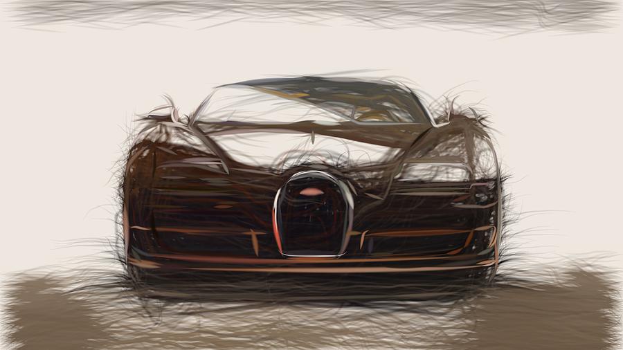 Bugatti Veyron Rembrandt Bugatti Drawing #3 Digital Art by CarsToon Concept
