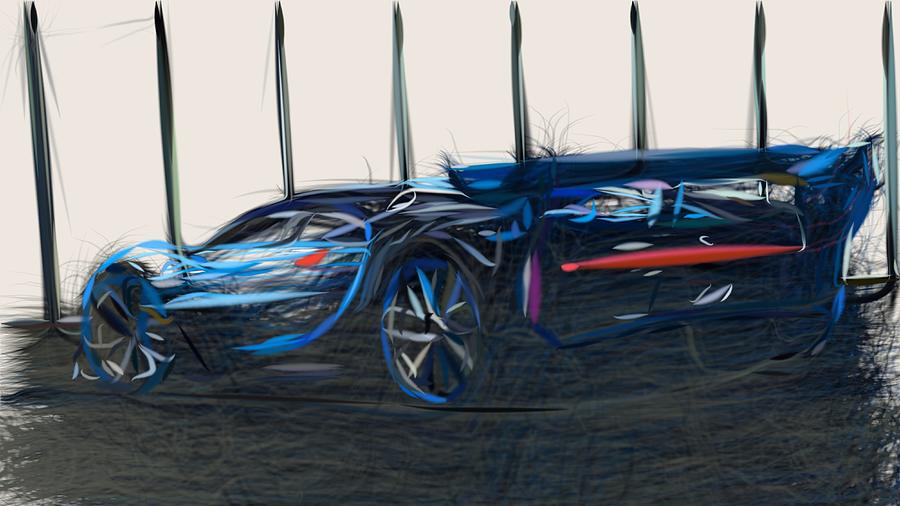 Bugatti Vision Gran Turismo Drawing #3 Digital Art by CarsToon Concept