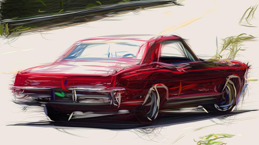 Buick Riviera GS Draw #2 Digital Art by CarsToon Concept