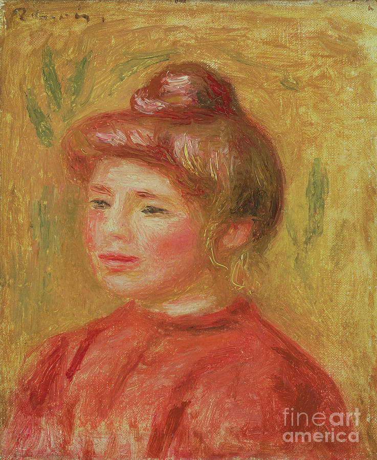 Bust Of Woman In Red Painting by Pierre Auguste Renoir Fine Art America