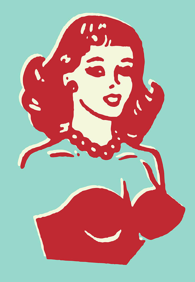 Vintage Drawing - Busty Woman in Strapless Dress #2 by CSA Images