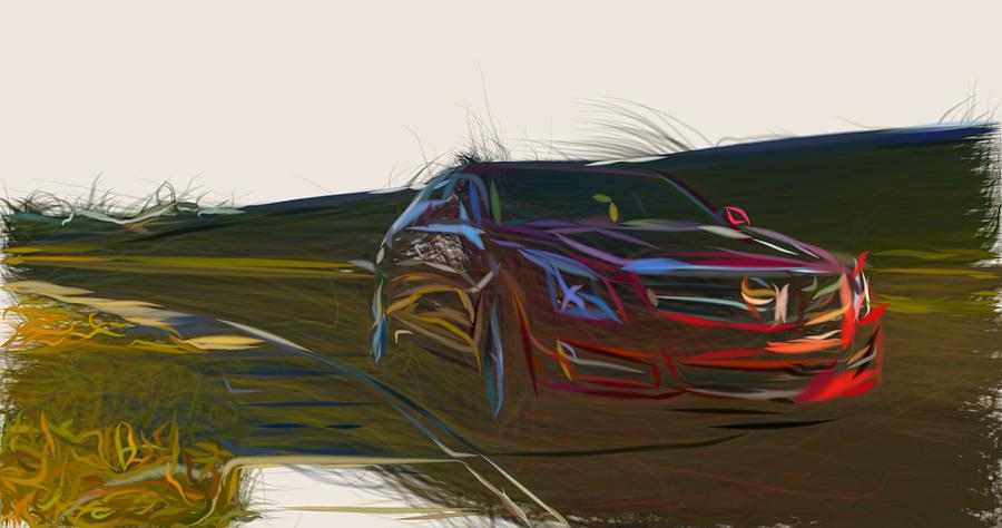 Cadillac ATS Draw #3 Digital Art by CarsToon Concept