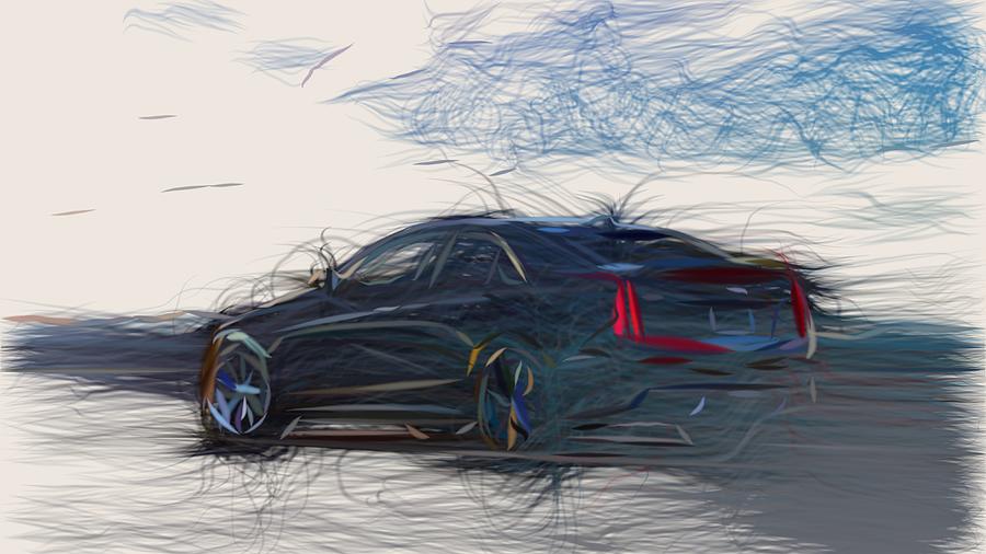 Cadillac ATS V Sedan Draw #3 Digital Art by CarsToon Concept
