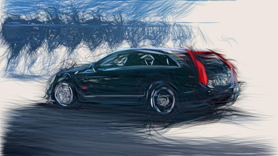 Cadillac CTS V Sport Wagon Draw #2 Digital Art by CarsToon Concept