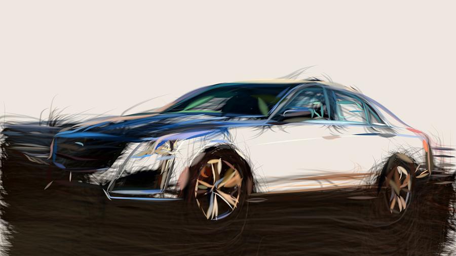 Cadillac CTS Vsport Drawing #3 Digital Art by CarsToon Concept
