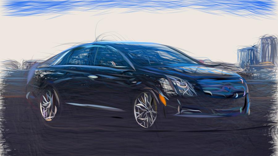 Cadillac XTS Draw #3 Digital Art by CarsToon Concept