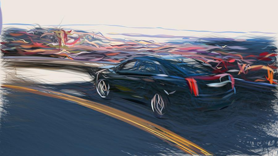 Cadillac XTS Drawing #10 Digital Art by CarsToon Concept