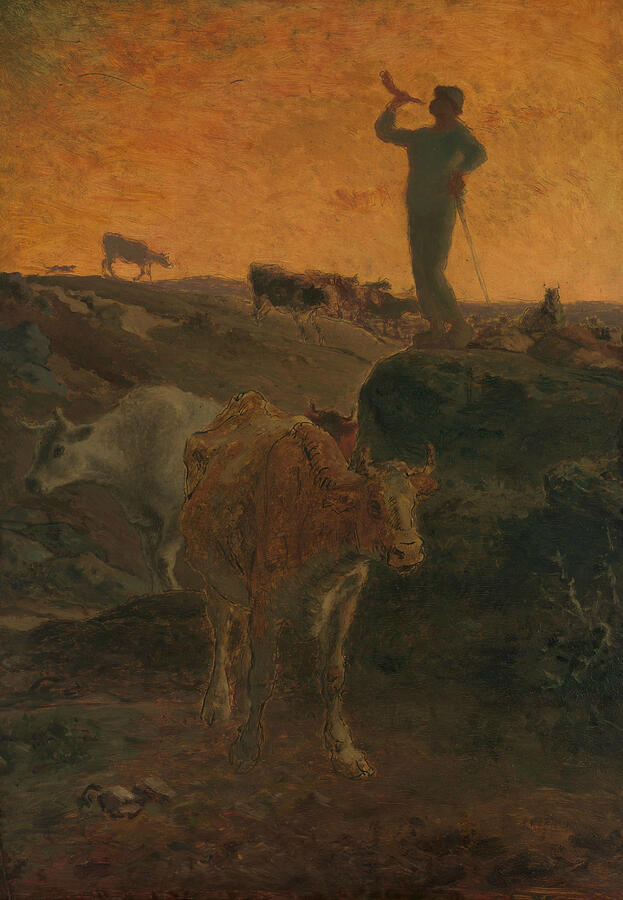 Calling the Cows Home, from circa 1872 Painting by Jean-Francois Millet
