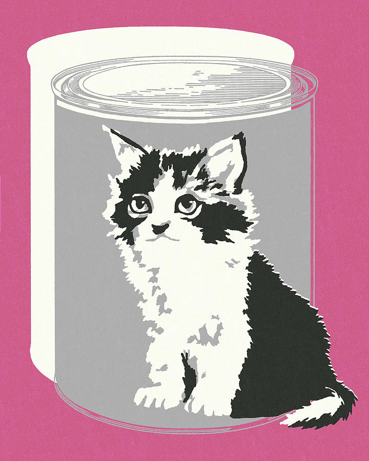Vintage Drawing - Can of Cat Food #2 by CSA Images