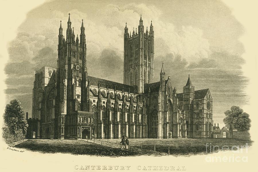 Canterbury Cathedral Drawing by Print Collector