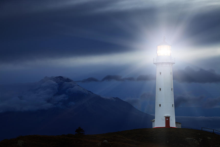 Nature Photograph - Cape Egmont Lighthouse And Taranaki #2 by DPK-Photo