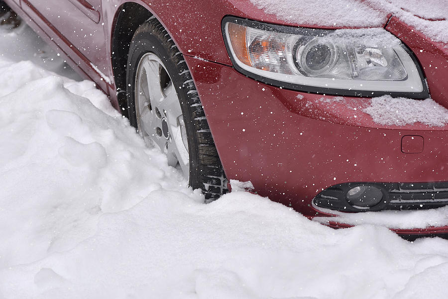 Nature Photograph - Car With Winter Tires On The Snow #2 by Daniel Chetroni