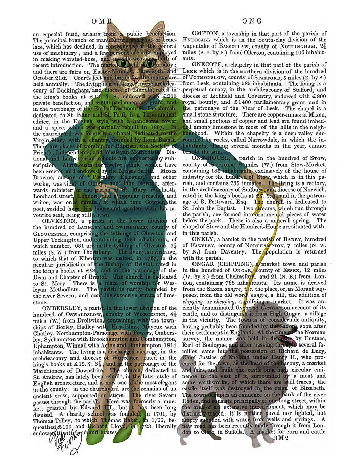 Bird Painting - Cat And Poodle #2 by Fab Funky