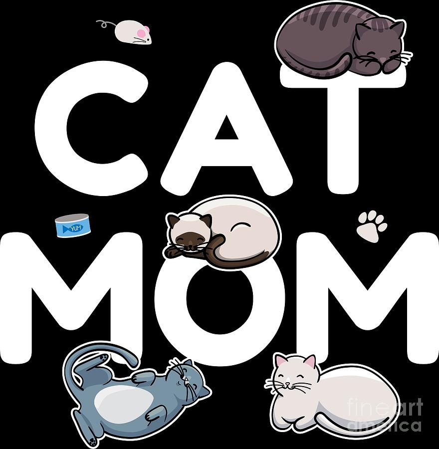 Cat Digital Art - Cat Mom Kitty Kitten Purring Feline #3 by Mister Tee