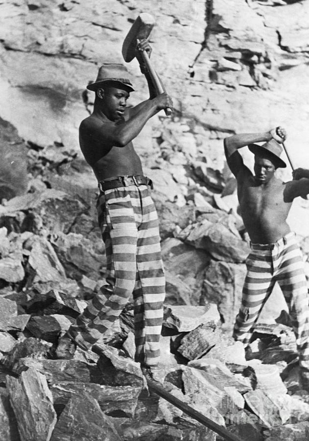 2 Chain Gang Worker In Striped Pants Photograph by Bettmann