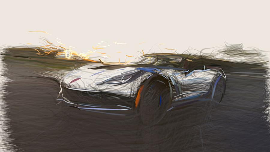 Chevrolet Corvette Carbon Drawing #3 Digital Art by CarsToon Concept