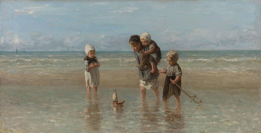 Jozef Israels Painting - Children of the Sea. #2 by Jozef Israels