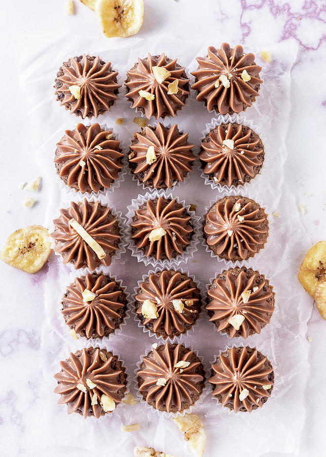 Chocolate Banana Mini Cupcakes #2 Photograph by Emma Friedrichs