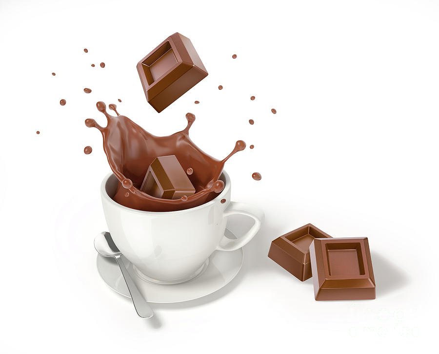 Chocolate Cube Splashing Into Cup 2 By Leonello Calvetti Science Photo