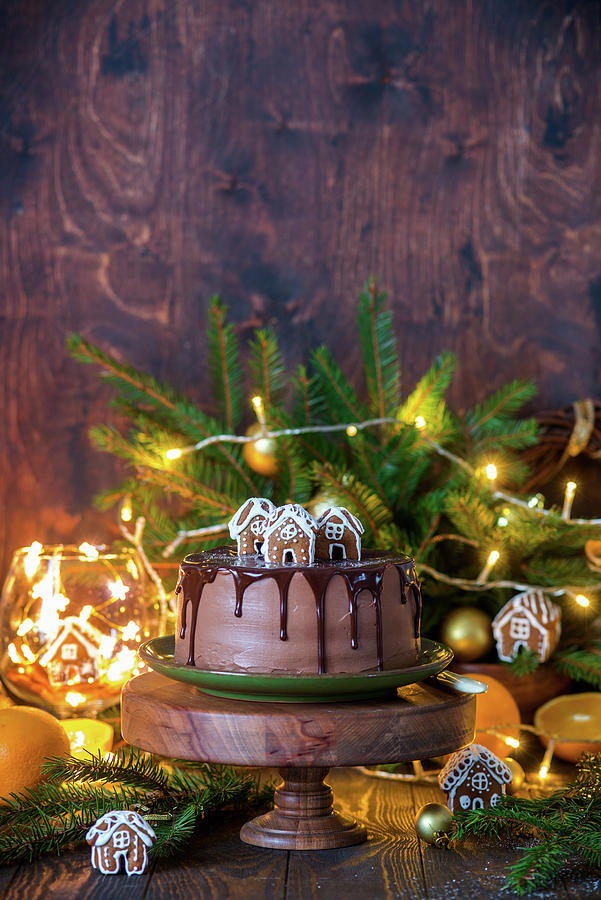 Chocolate Orange Cake For Christmas #2 Photograph by Irina Meliukh