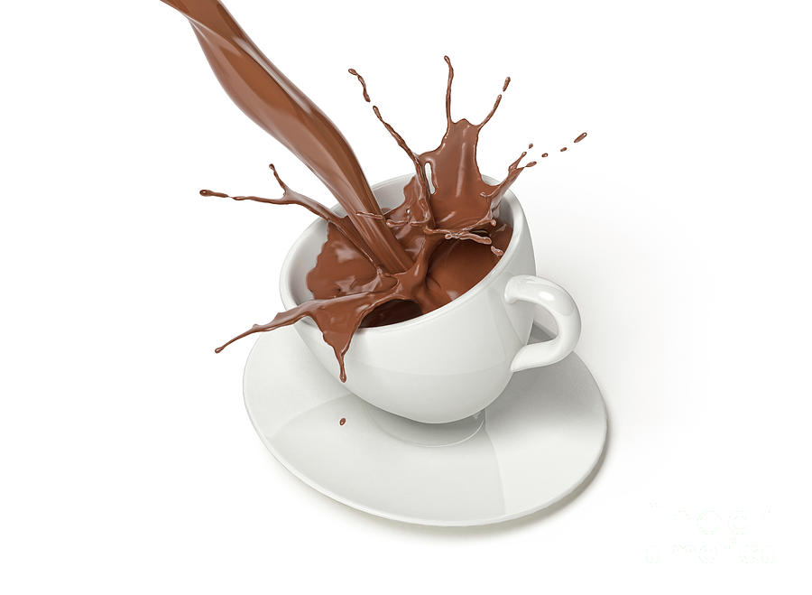 Chocolate Splashing Into Cup And Saucer Photograph By Leonello Calvetti Science Photo Library