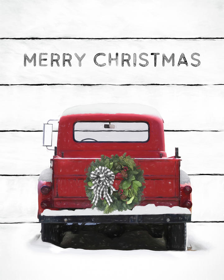 Christmas Farm Truck Mixed Media By Lori Deiter
