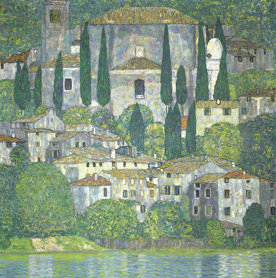 Church In Cassone ? Landscape With Cypresses Painting by Gustav Klimt ...