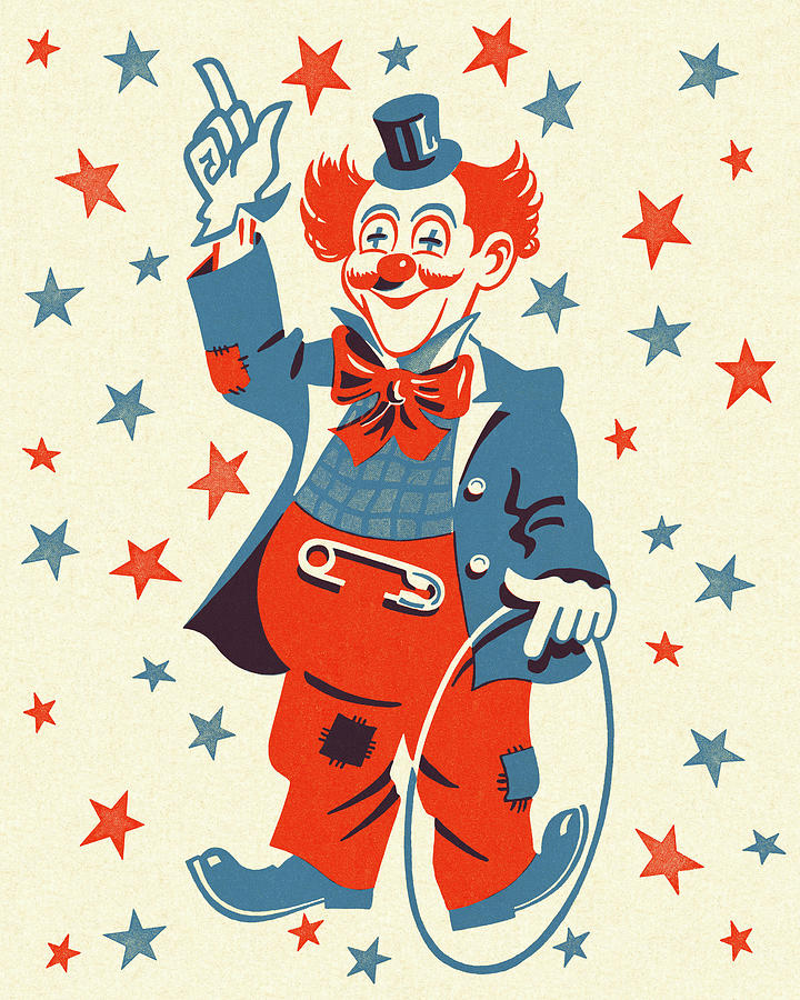 Vintage Drawing - Circus Clown #2 by CSA Images