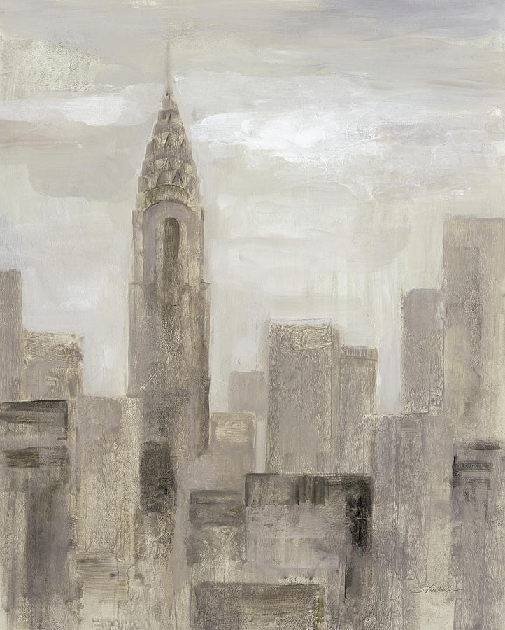 Chrysler Building Painting - City Blocks I Greige #2 by Silvia Vassileva
