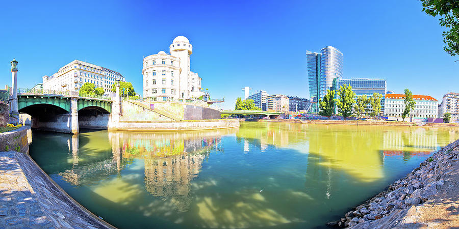 City of Vienna Danube river waterfront view #2 Photograph by Brch Photography