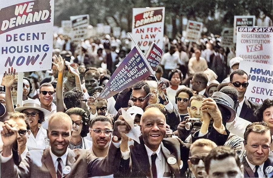 Civil Rights March On Washington, D.c.  Faces Of Marchers. Colorized By Ahmet Asar Painting