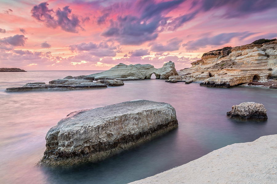 Coast At The Sea Caves In Cyprus #2 Digital Art by Reinhard Schmid