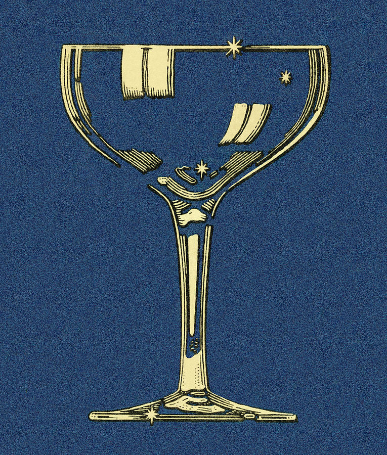 Vintage Drawing - Cocktail Glass #2 by CSA Images