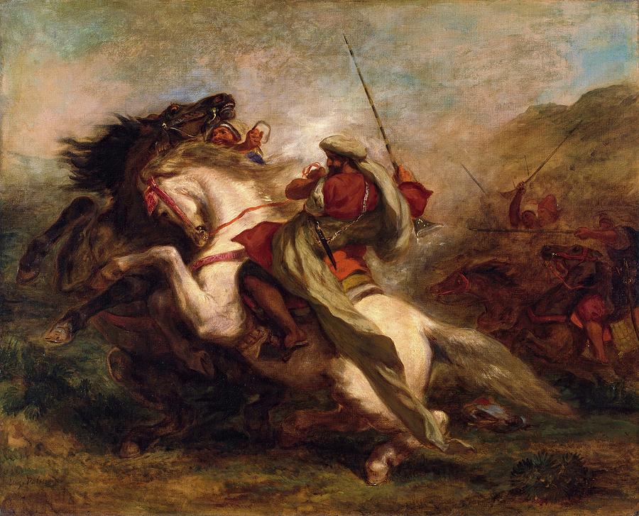 Horse Painting - Collision Of Moorish Horsemen by Eugene Delacroix