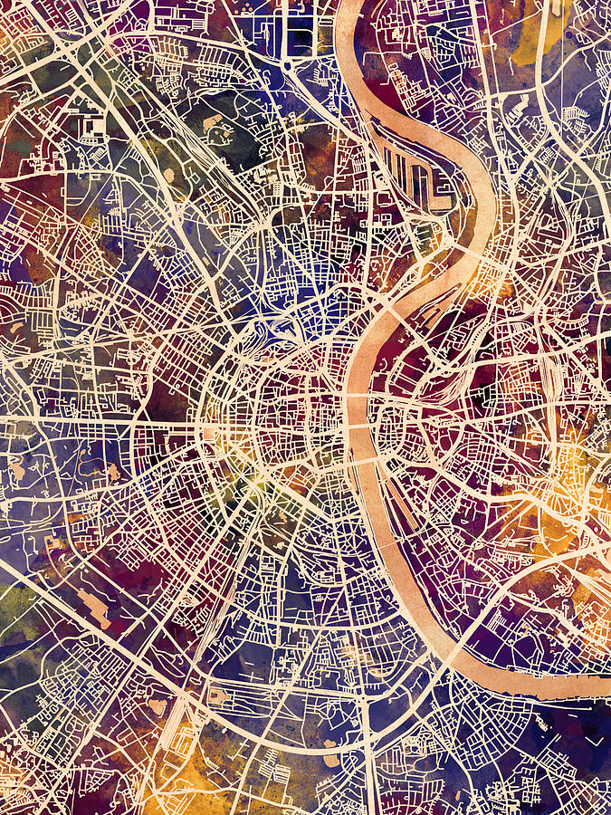 Cologne Germany City Map #2 Digital Art by Michael Tompsett