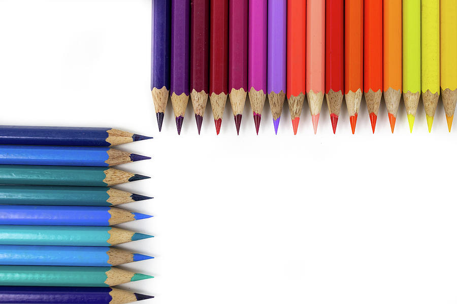 Pencil Photograph - Colored pencils in white background #2 by Bianca Kida