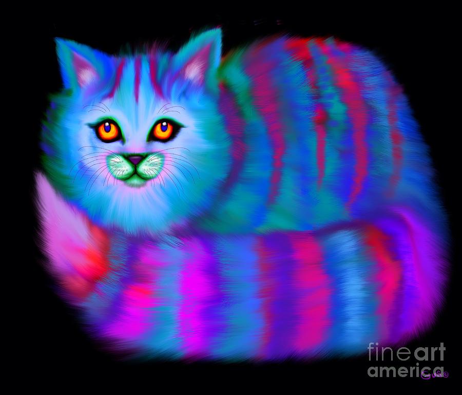 Colorful Cat #2 Digital Art by Nick Gustafson