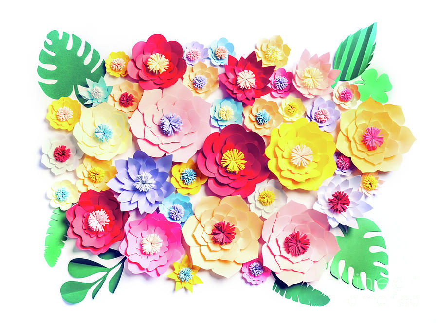 Colorful handmade paper flowers background Photograph by Michal Bednarek -  Pixels