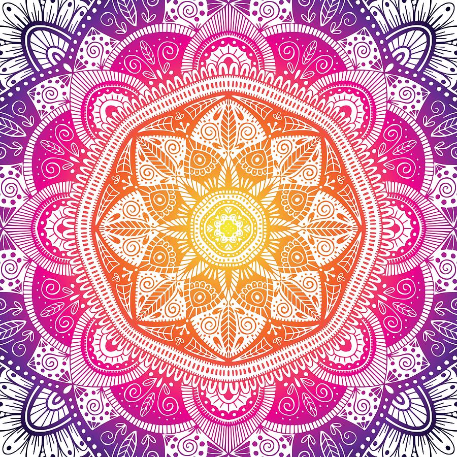 Colorful ornamental floral ethnic mandala Digital Art by Jelena