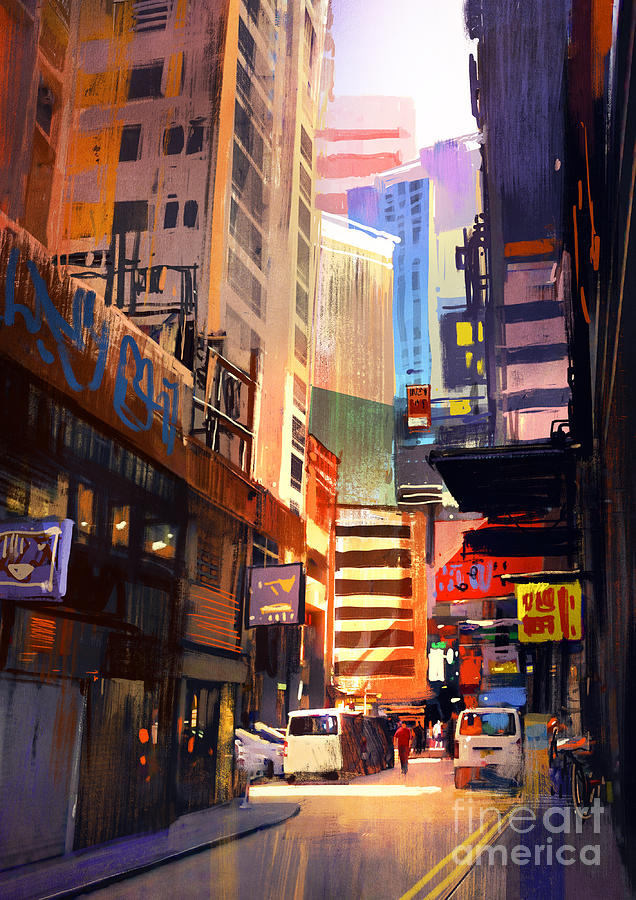 Colorful Painting Of City Digital Art by Tithi Luadthong | Fine Art America