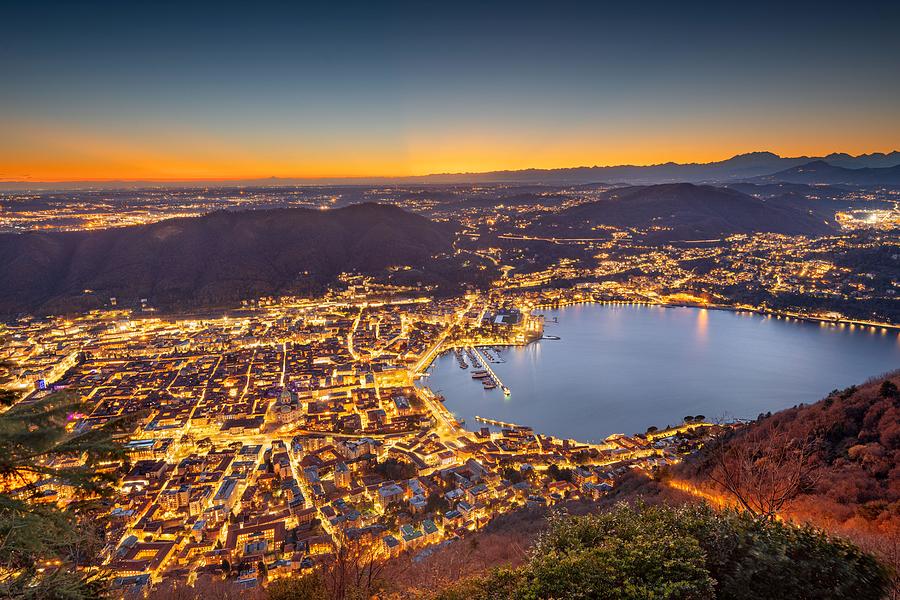 Mountain Photograph - Como, Italy Cityscape #2 by Sean Pavone