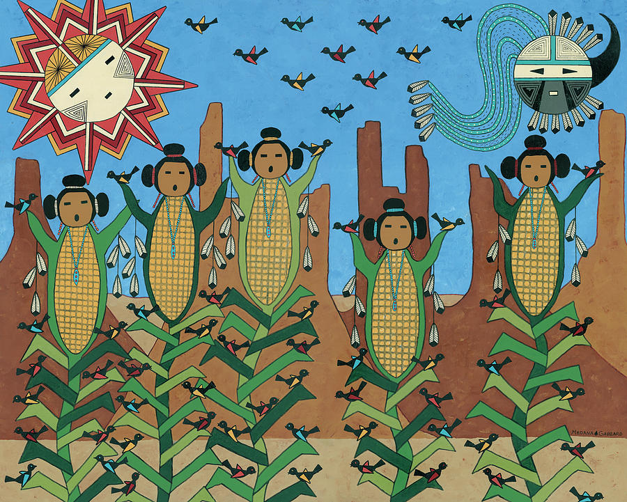 Native American Painting - Corn Maidens #2 by Medana Gabbard