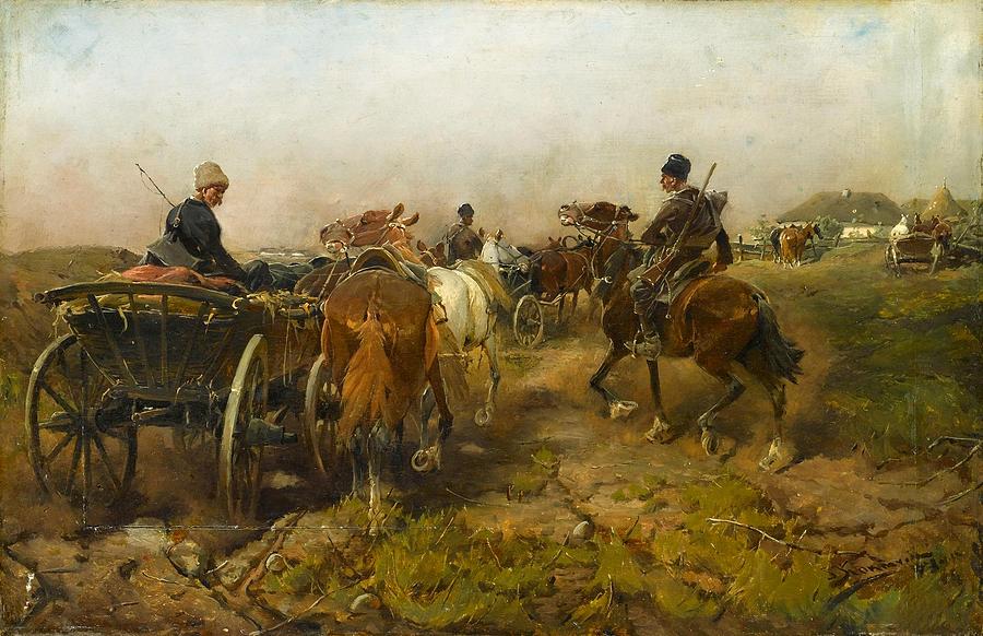 Cossacks Returning Home on Horseback #2 Painting by MotionAge Designs