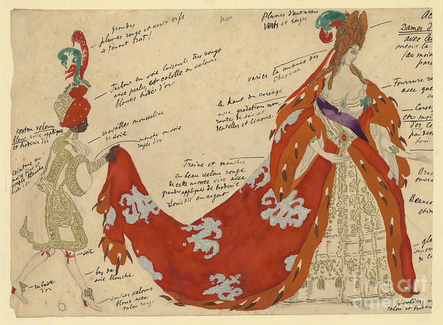 Costume Design For The Ballet Sleeping #2 Drawing by Heritage Images