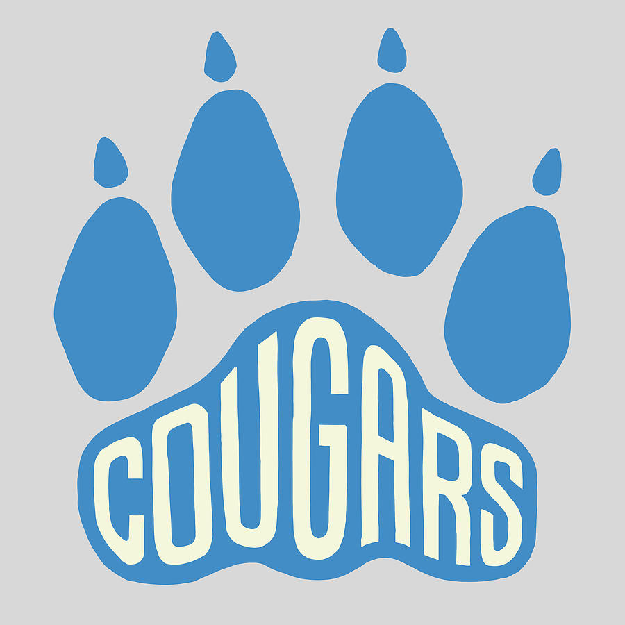 Typography Drawing - Cougars Paw Print #2 by CSA Images