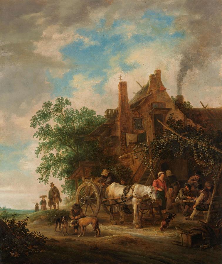 Country inn with horse and wagon. #2 Painting by Isaac Van Ostade
