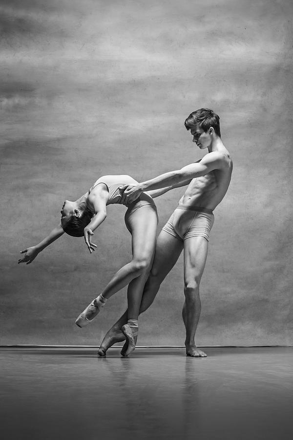 Blackandwhite Photograph - Couple Of Ballet Dancers Posing #2 by Volodymyr Melnyk